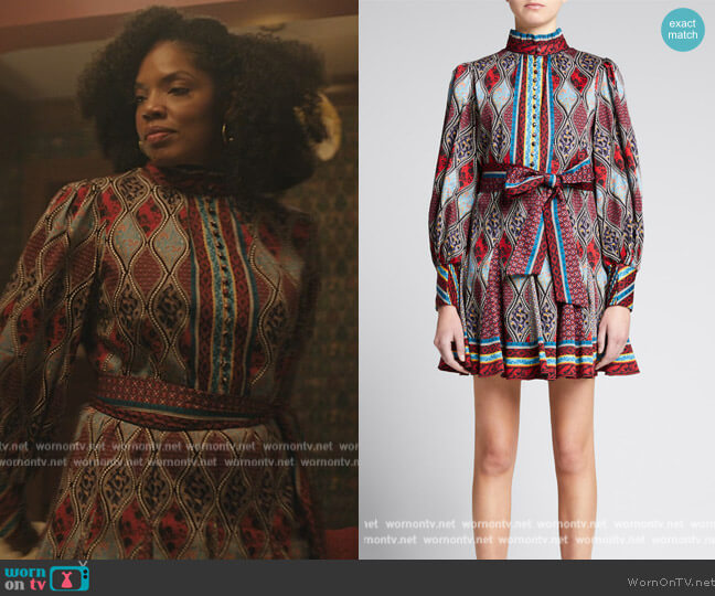 Alice + Olivia Mina Button-Front Godet Dress w/ Belt worn by Nina (Tyla Abercrumbie) on The Chi