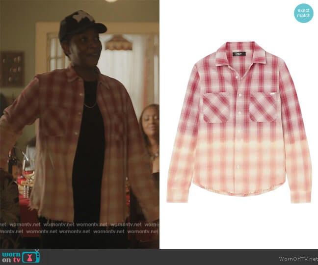 Amiri Ombre Metallic Plaid Cotton Flannel Shirt