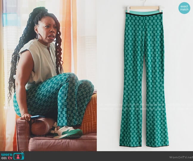 & Other Stories Flared Jacquard Trousers worn by Malika (Toccarra Cash) on Everythings Trash