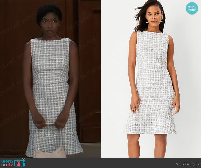 Ann Taylor Tweed Flounce Sheath Dress worn by Trina Robinson (Tabyana Ali) on General Hospital