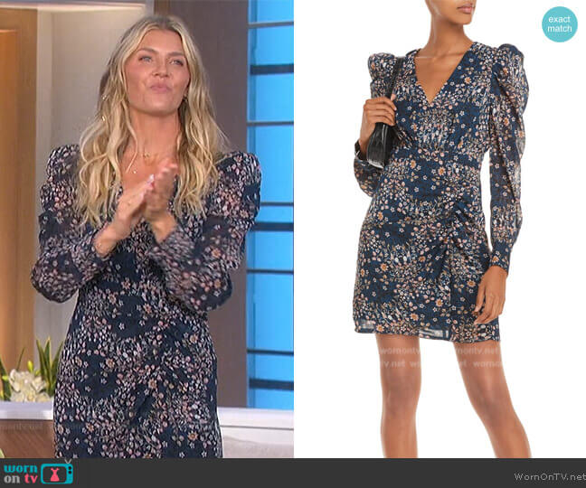 Aqua Floral Print Mini Dress worn by Amanda Kloots on The Talk