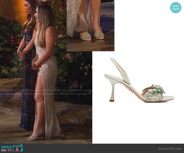 Aquazzura Galactic Flower Slingback Sandals worn by Rachel Recchia on The Bachelorette