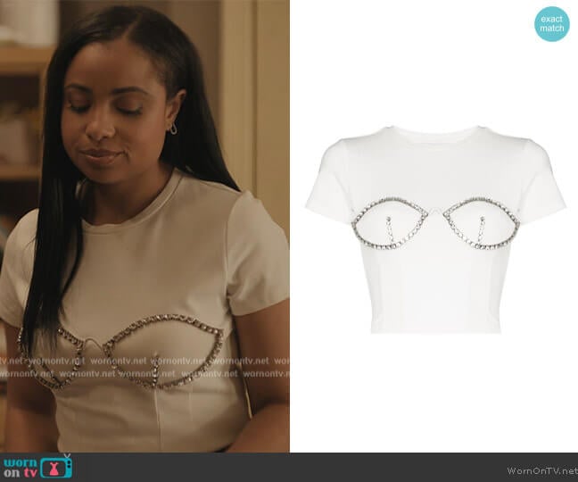 Area Crystal Bustier Crop T-Shirt worn by Tiffany (Hannaha Hall) on The Chi