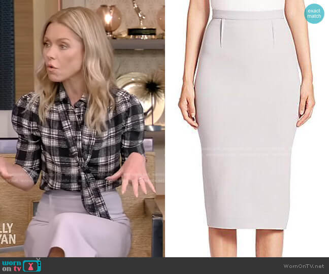 Roland Mouret Arreton Wool Pencil Skirt worn by Kelly Ripa on Live with Kelly and Mark