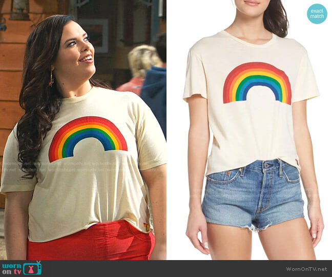 Aviator Nation Big Rainbow Boyfriend Tee worn by Lou Hockhauser (Miranda May) on Bunkd