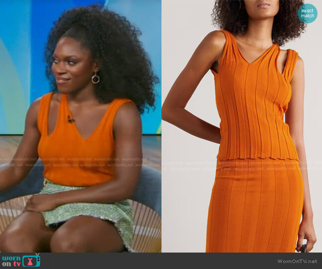 Baserange Adler Cutout Ribbed Merino Wool Tank worn by Nkeki Obi-Melekwe on Good Morning America