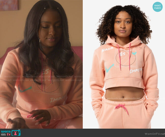 BHL x Carla Cortijo Nada Es Imposible Crop Hoodie worn by Annika (Justine Skye) on Grown-ish
