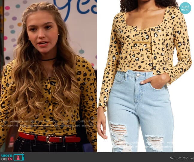 Bp. Crop Rib Cardigan Set worn by Presley (Jayden Bartels) on Side Hustle