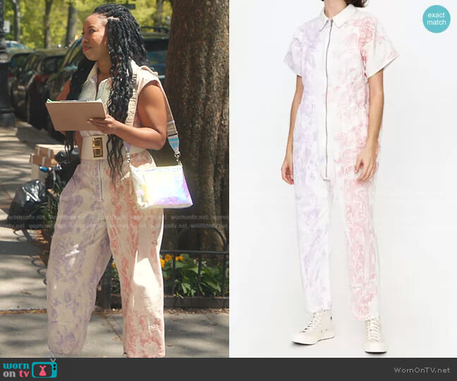 Rachel Comey Barrie Jumpsuit in Lilac worn by Malika (Toccarra Cash) on Everythings Trash