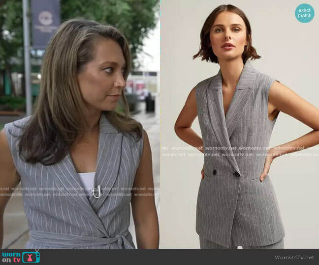 Argent Belted Vest in Linen worn by Ginger Zee on Good Morning America