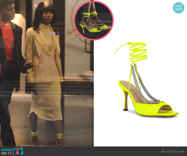 Bronx and Banco Mars Neon Heels worn by Zenzi Fullington (Ashleigh Murray) on Tom Swift