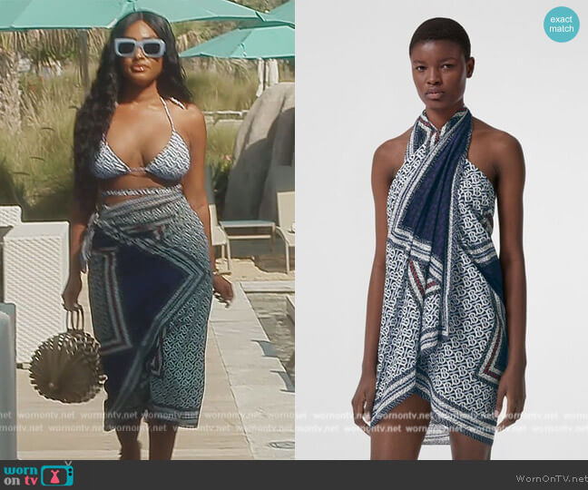 Burberry Monogram Stripe Print Sarong worn by Lesa Milan (Lesa Milan) on The Real Housewives of Dubai
