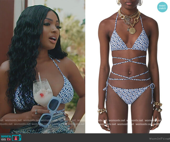 Burberry Monogram Triangle Bikini Set worn by Lesa Milan (Lesa Milan) on The Real Housewives of Dubai