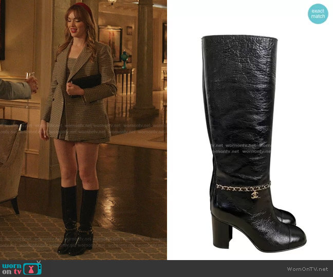 Chanel Calfskin with Chain High Boots worn by Kirby Anders (Maddison Brown) on Dynasty