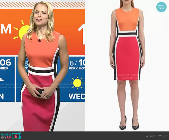 Calvin Klein Sleeveless Color Block Sheath Dress worn by Lauren Rainson on Today