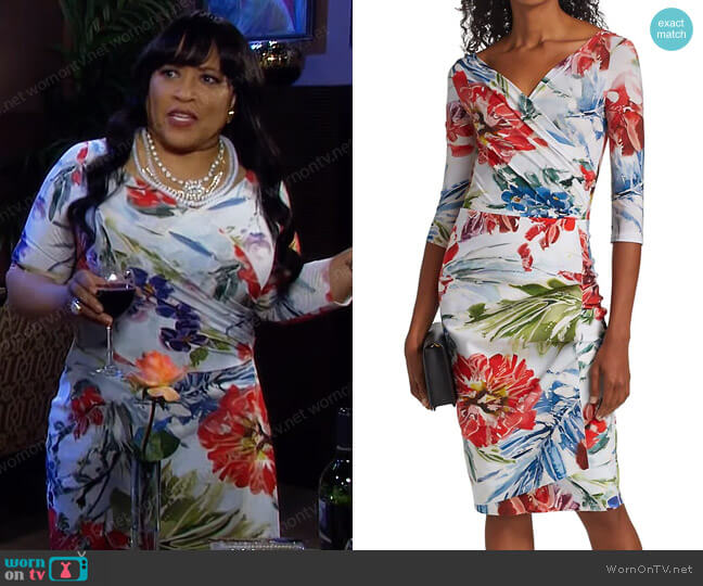 Chiara Boni La Petite Robe Florien Floral Sheath Dress worn by Paulina Price (Jackée Harry) on Days of our Lives