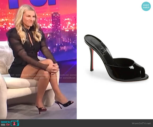 Christian Louboutin Me Dolly Peep Toe Slide Sandal worn by Morgan Stewart on E! News