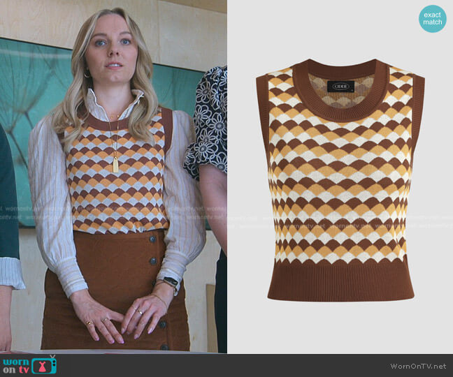 Cider Disco Diva Retro Patterned Vest worn by Claire Badgley (Seri DeYoung) on Good Trouble