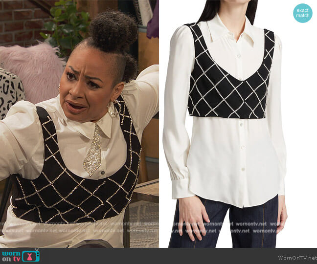 Cinq a Sept Cady Embellished Layered Top worn by Raven Baxter (Raven-Symoné) on Ravens Home