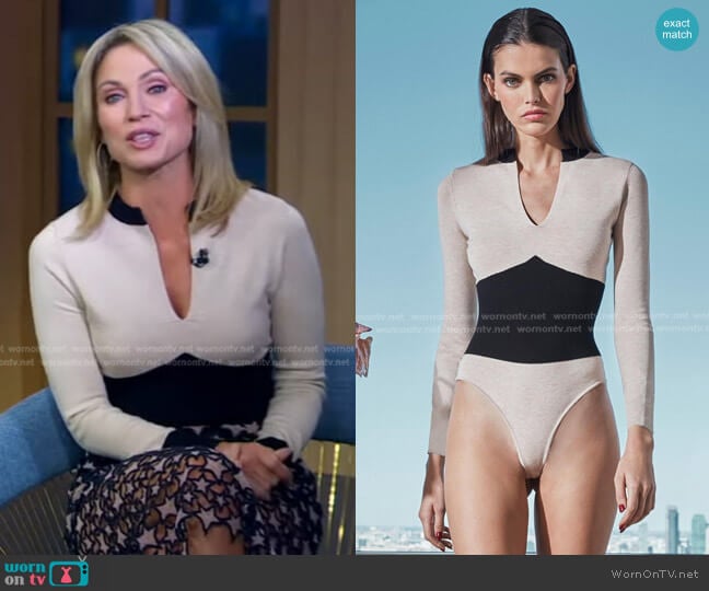 Fleur Du Mal Contrast Waist Bodysuit worn by Amy Robach on Good Morning America