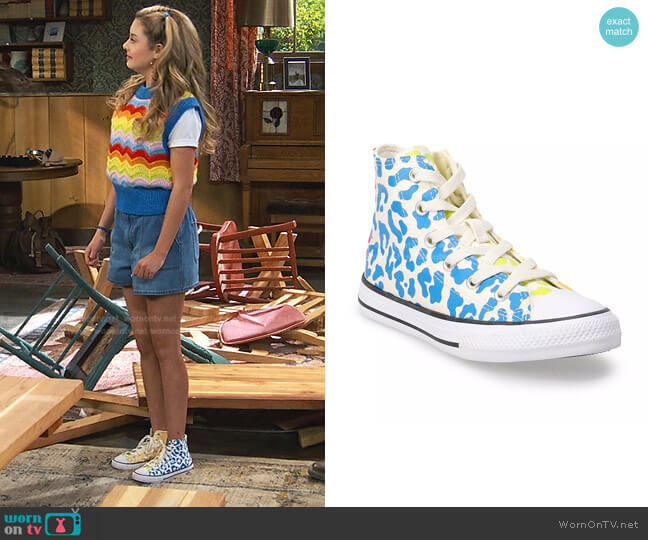 Converse Leopard High Top Shoes worn by Destiny Baker (Mallory James Mahoney) on Bunkd