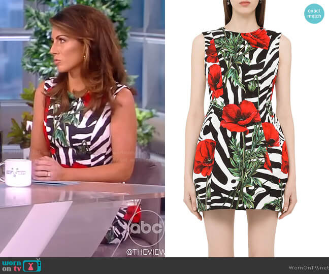 Dolce & Gabbana Poppy & Zebra-Print Minidress worn by Alyssa Farah Griffin on The View