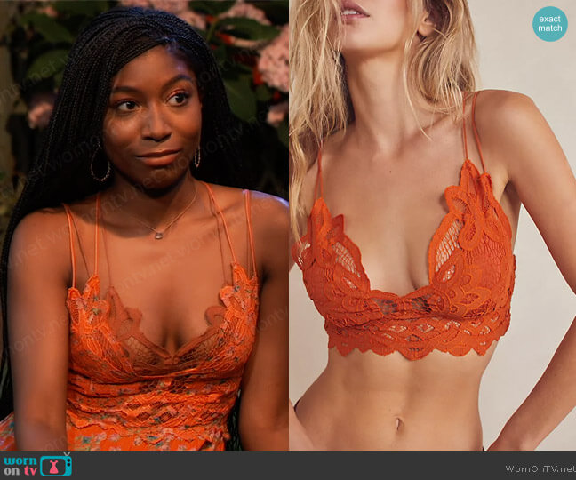 Free People Adella Printed Mini Slip in Red Meadow Combo worn by Trina Robinson (Tabyana Ali) on General Hospital