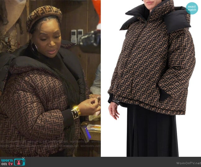 Fendi Motif Reversible Hooded Jacket worn by Marlo Hampton on The Real Housewives of Atlanta