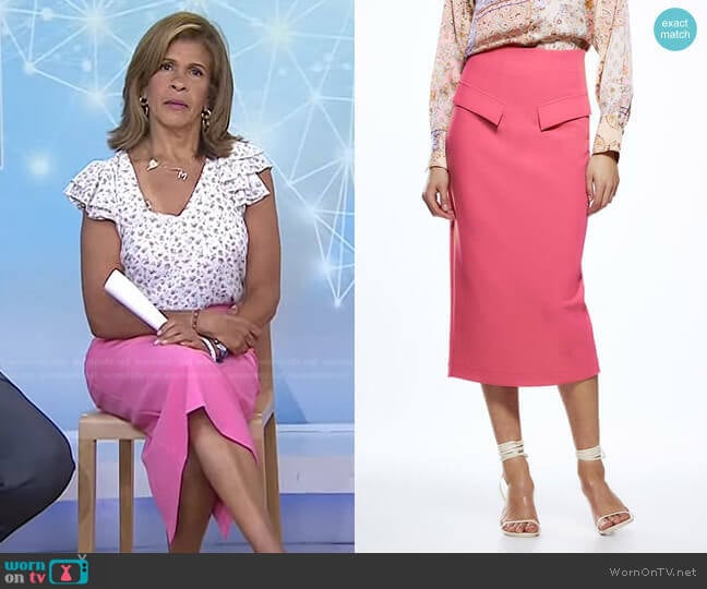 Zara Flap Detail Pencil Skirt worn by Hoda Kotb on Today