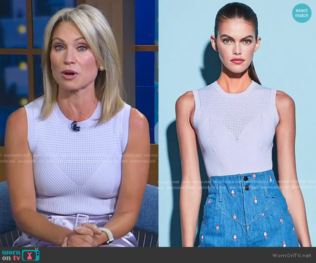 Fleur Du Mal Pointelle Rib Bodysuit worn by Amy Robach on Good Morning America