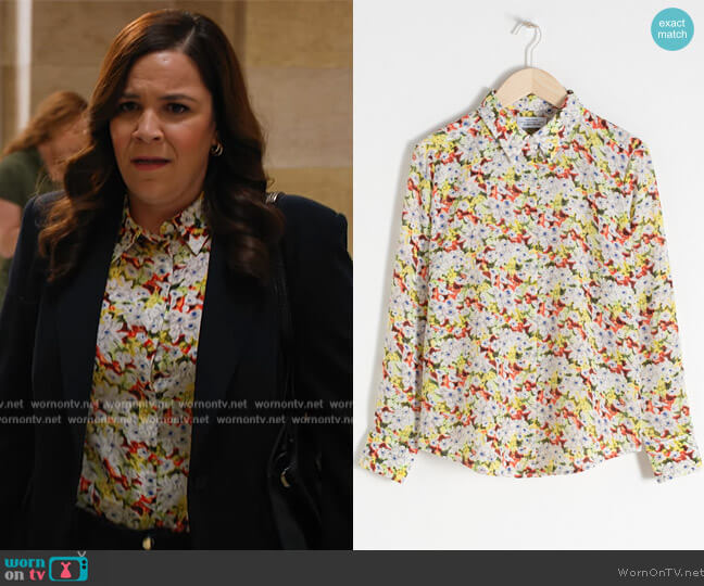 & Other Stories Floral Print Silk Shirt worn by Sara Castillo (Lindsay Mendez) on All Rise