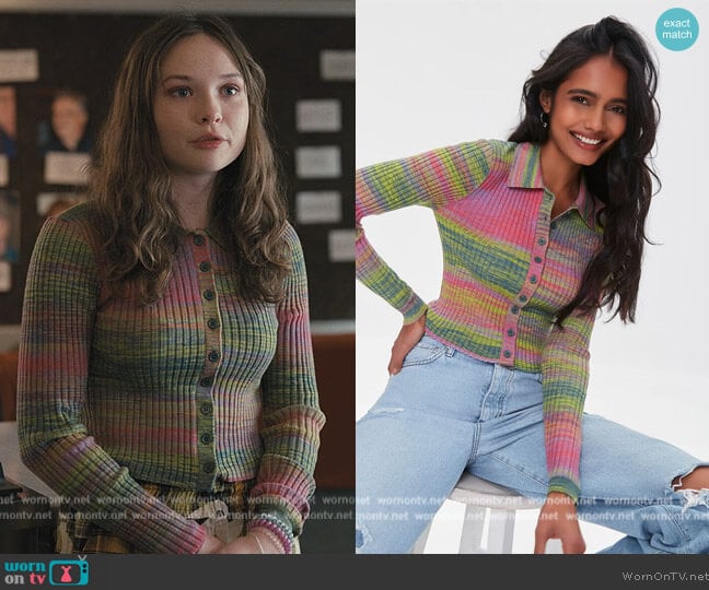 Forever 21 Space Dye Cardigan Sweater worn by Lucy (Zoe Margaret Colletti) on Only Murders in the Building