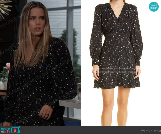 Ted Baker Gemmi Floral Print Long Sleeve Minidress worn by Sasha Gilmore (Sofia Mattsson) on General Hospital