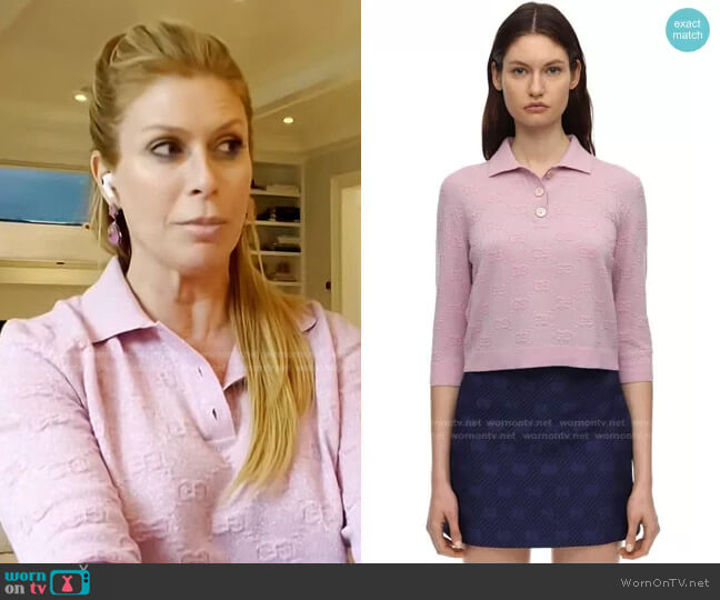 Gucci Gg Wool Knit Lurex Polo Top worn by Jill Martin on Today