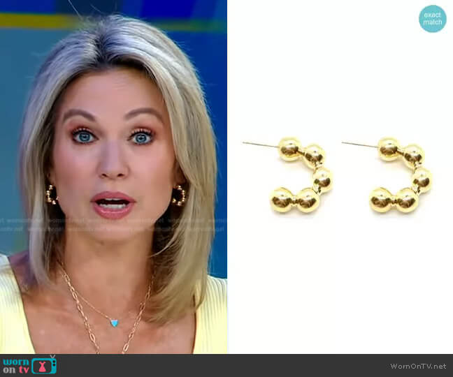 Accessory Concierge Gold Bola Hoops worn by Amy Robach on Good Morning America