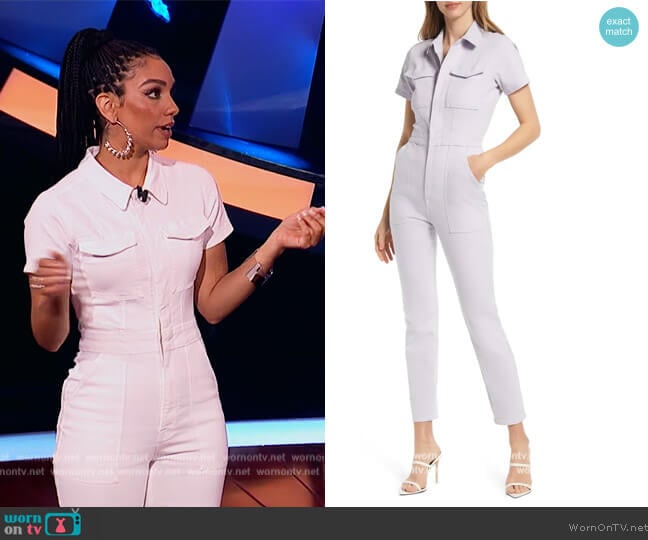 Good American Fit for Success Stretch Cotton Twill Jumpsuit worn by Corinne Foxx on Beat Shazam