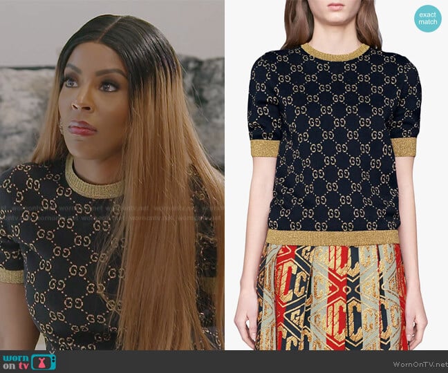 Gucci GG cotton lurex top worn by Caroline Brooks (Caroline Brooks) on The Real Housewives of Dubai