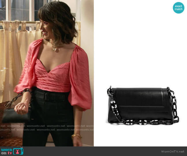 House of Want We Fashion Vegan Leather Shoulder Bag worn by Louise (Nichole Sakura) on Maggie