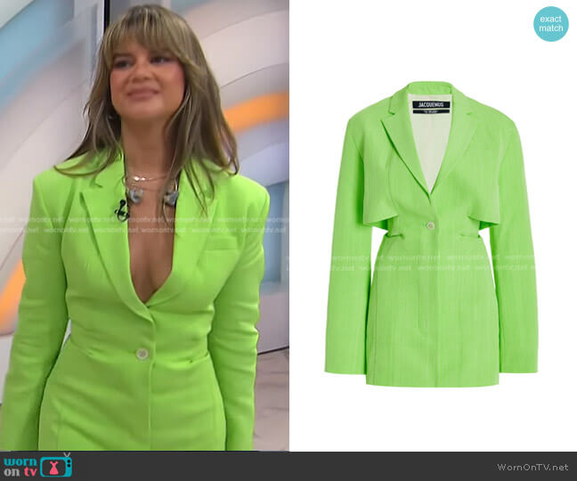 Jacquemus Bari Slub-Weave Mini Blazer Dress worn by Maren Morris on Today