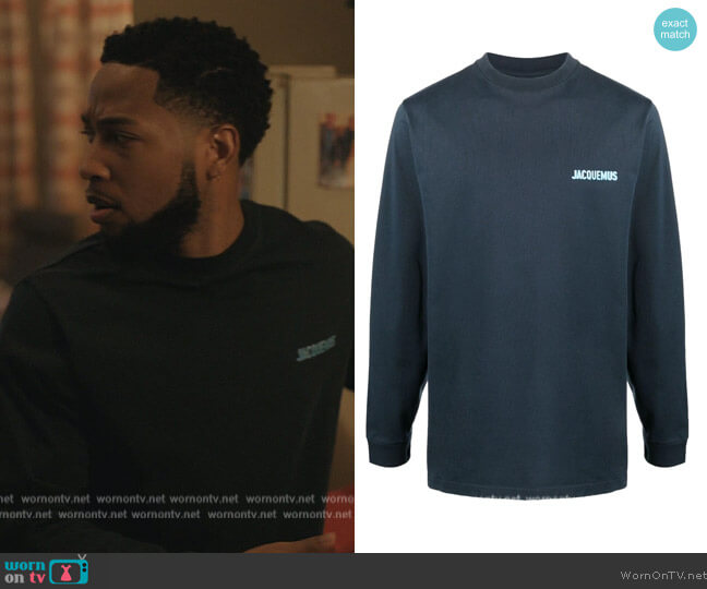 Jacquemus Logo-print T-shirt worn by Emmett (Jacob Latimore) on The Chi