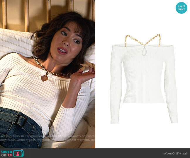 Jonathan Simkhai Quinn Chain Detail Top worn by Louise (Nichole Sakura) on Maggie