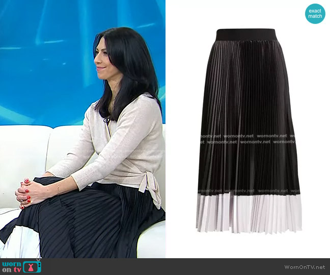Alice + Olivia Katz Sunburst Pleat Midi Skirt worn by Dr. Natalie Azar on Today