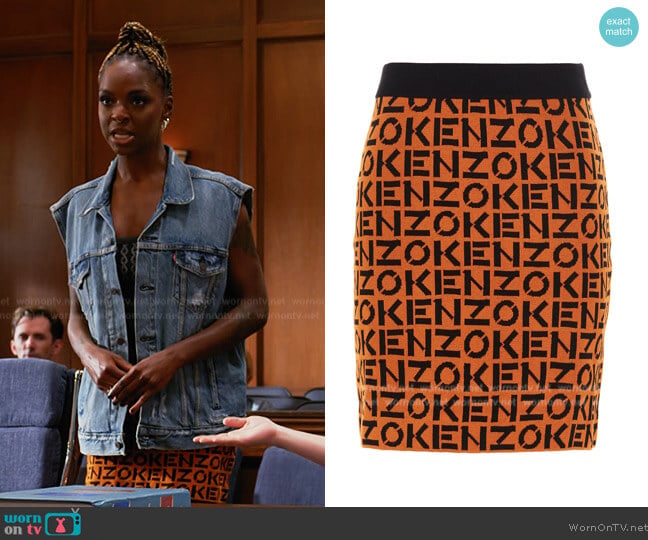 Logo Motif Pencil Skirt Kenzo worn by Vanessa Johnson (Samantha Marie Ware) on All Rise