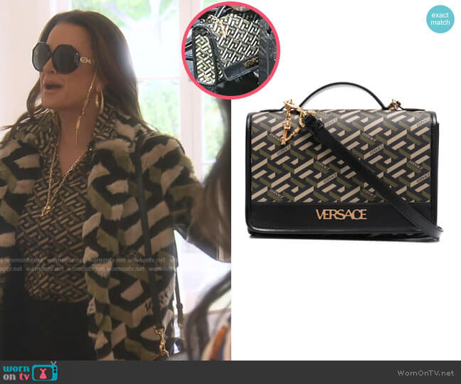 Versace La Greca Signature Shoulder Bag worn by Kyle Richards on The Real Housewives of Beverly Hills