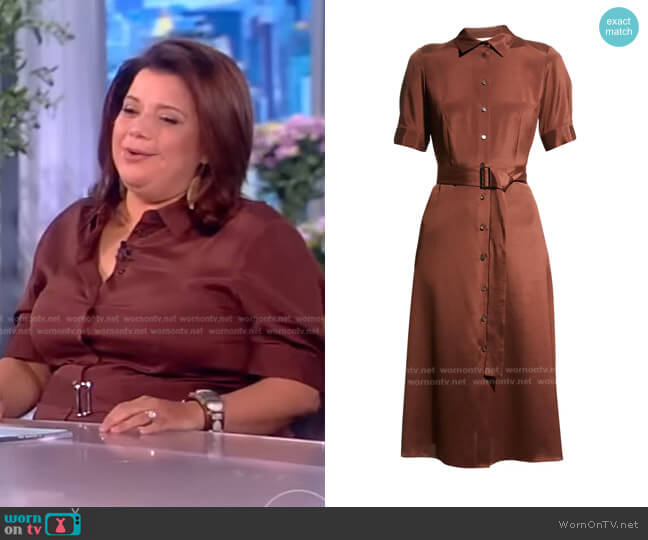 Lafayette 148 New York Pax Belted Stretch Silk Georgette Shirtdress worn by Ana Navarro on The View