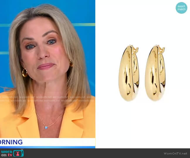 Bonheur Jewelry Large Puffy Hoops worn by Amy Robach on Good Morning America