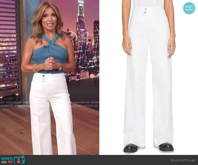 Frame Le Hardy High Waist Wide Leg Flare Jeans worn by Kit Hoover on Access Hollywood