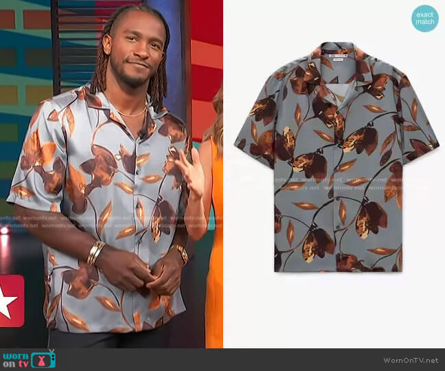 Zara Leaf Print Shirt worn by Scott Evans on Access Hollywood