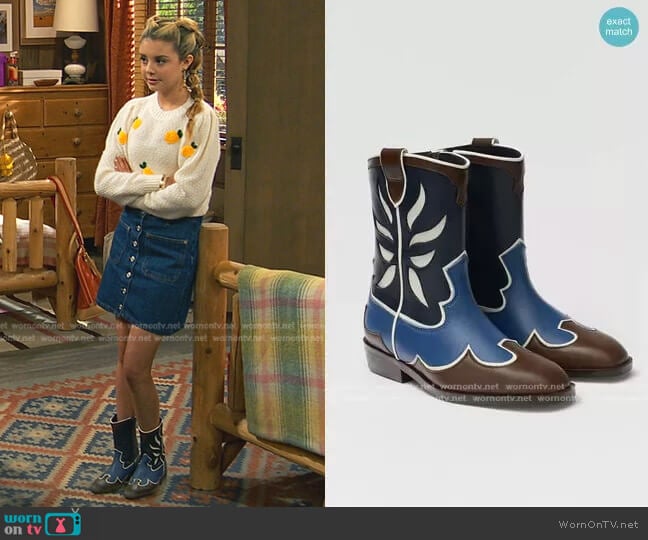 Zara Leather Cowboy Ankle Boots worn by Destiny Baker (Mallory James Mahoney) on Bunkd