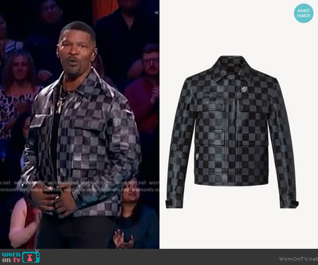 Louis Vuitton Checkerboard Jacket worn by Jamie Foxx on Beat Shazam